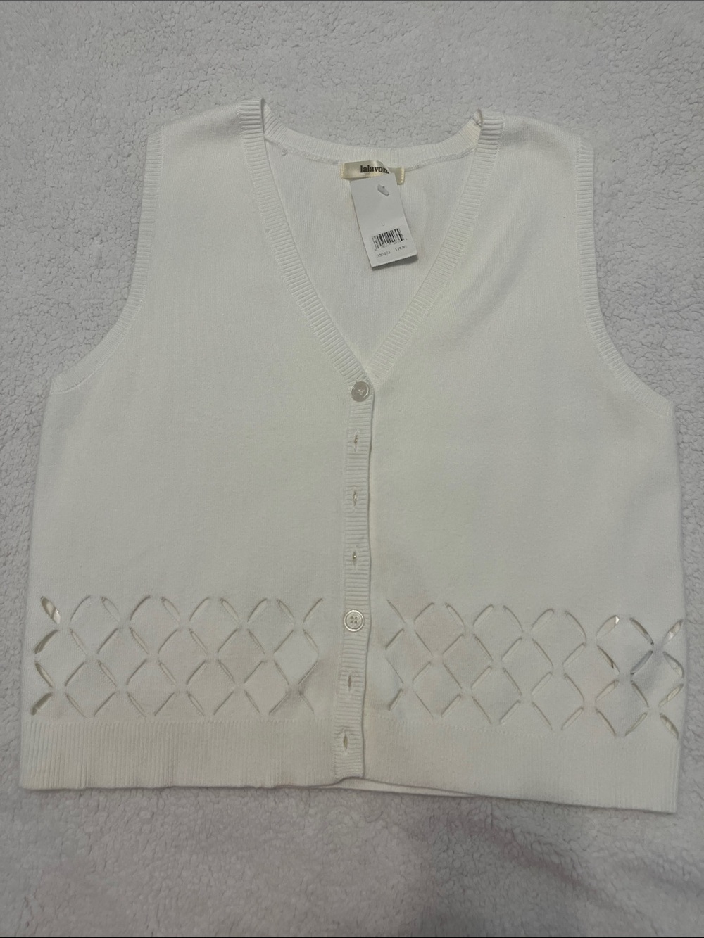 White Knit Button Front Vest